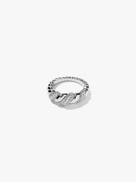 Ana Luisa Jewelry Rings Medium Bands Rope Ring Rope Pave Silver Rhodium