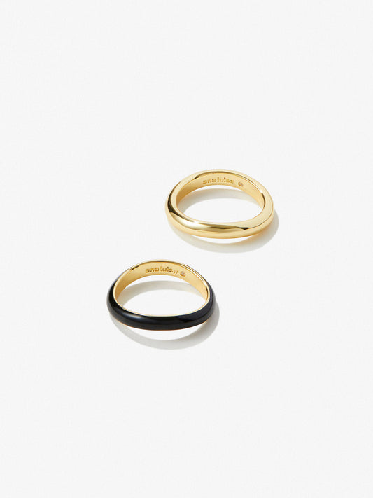 Ana Luisa Jewelry Rings Medium Bands Stackable Ring Set Lille Black Gold