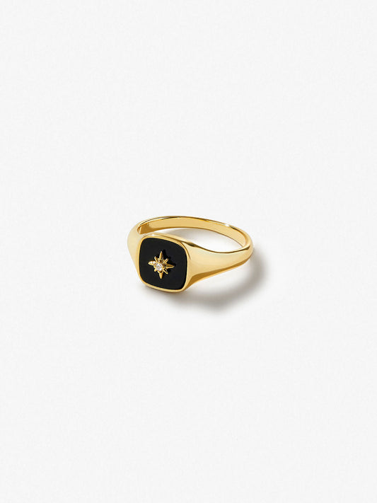 Ana Luisa Jewelry Rings Statement Rings Gold Signet Ring Amara Black Gold