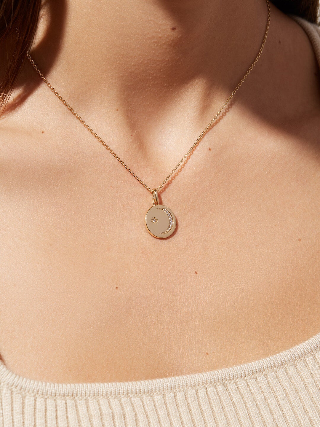 Ana Luisa Necklaces Pendant Necklace Moon Necklace Rozzah Gold