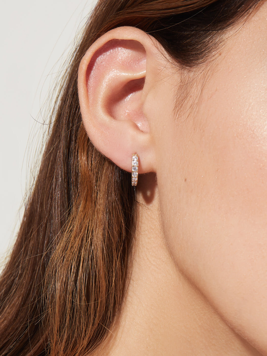 Ana Luisa Earrings Earrings Huggie Earrings Pave Huggie Hoops  Suzanne Medium Silver