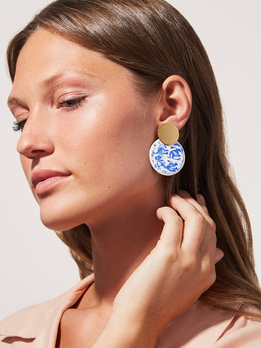 Ana Luisa Jewelry Earrings Hoop Earrings Kinoko Marble Gold Blue