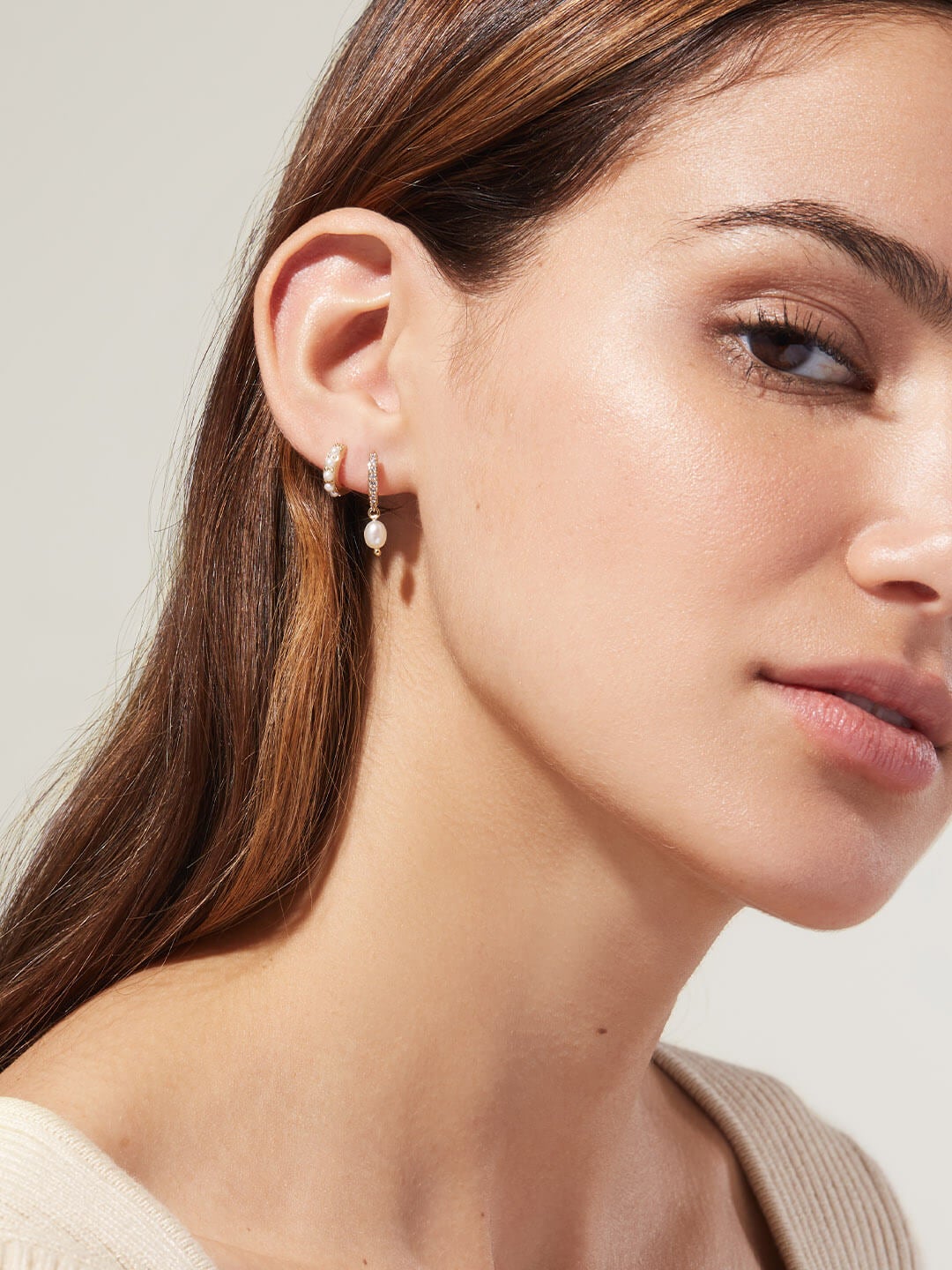 Ana Luisa Jewelry Earrings Hoop Earrings Pearl Drop Hoops  Rachel Gold