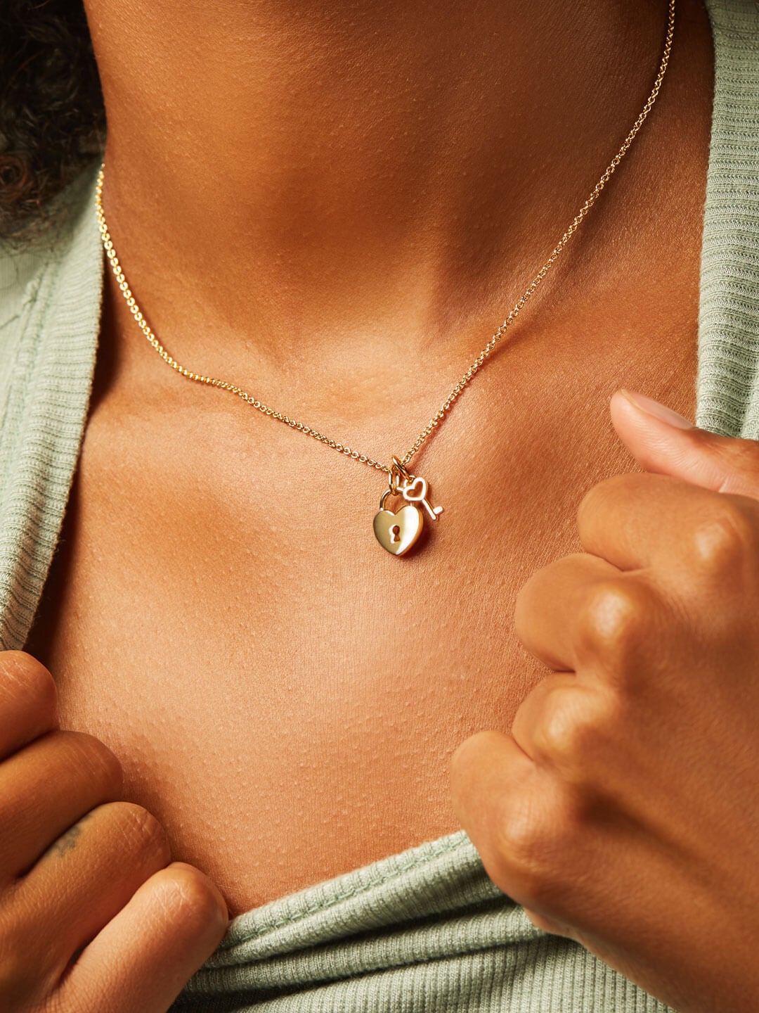 Ana Luisa Jewerly Co Creation Joy Pendant Necklace Heart Lock Necklace Joy Gold